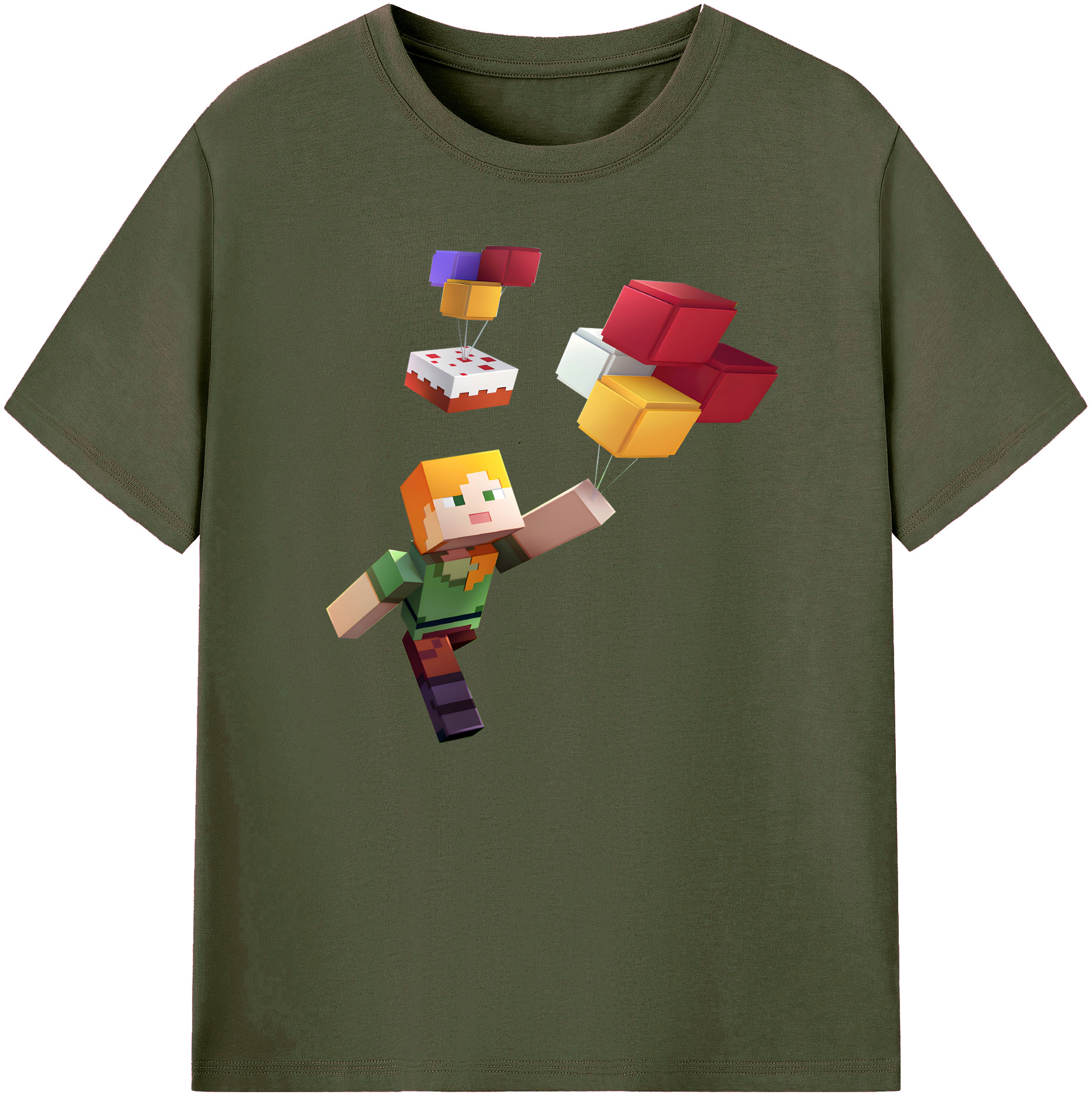 （画像用） マインクラフト ブロックの世界 Minecraft MC Block world 綿100％ メンズ半袖Tシャツ｜肌触りやわらか＆通気性